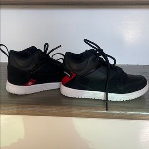 Jordan Toddler 10.5C Black and Red Sneakers with White Soles